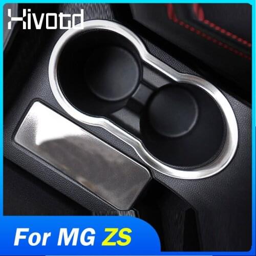 For MG ZS Car Accessories 2017-2020 Car Center Console Water Cup Holder Frame Panel Cover Stainless Steel Interior Decoration