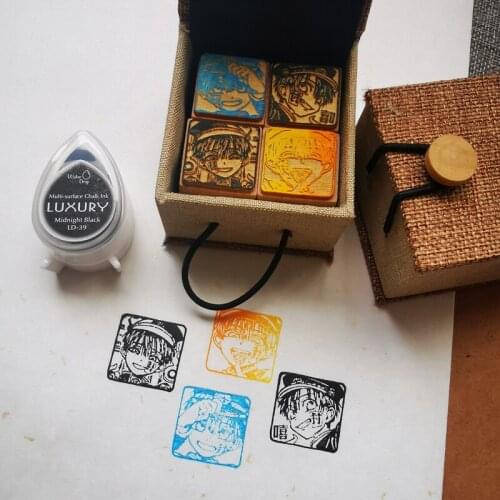 Anime Toilte-Bound Jibaku Shounen Hanako-Kun Nene Yashiro Hanako Kun Wood Stamp Cosplay Seal Colorful Gift Collectable Prop Xmas