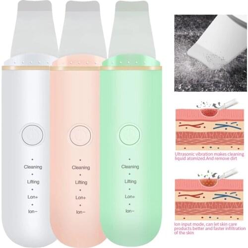 Skin Scrubber Ultrasonic Face Spatula Peeling Facial Cleaner Blackhead Remover Skin Deep Cleaning Face Lift Machine Skin Care