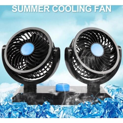 360 Degree Rotation Car Fan double head Variable Speed summer Air Cooling Low Noise Adjustable Car Air Cooling Air Fan Accessory