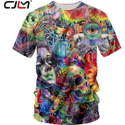 CJLM 2018 Brand Summer Men T-Shirt Beauty And Devil 3d Funny Print T Shirts Casual Crewneck Mens Clothing Plus Size Shirt 7XL