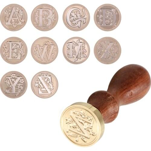 Retro 26 Letter A-Z Wax Seal Stamp Head Alphabet Letter Wood Stamp Replace Copper Head Hobby Tools Stamp Craft Gift