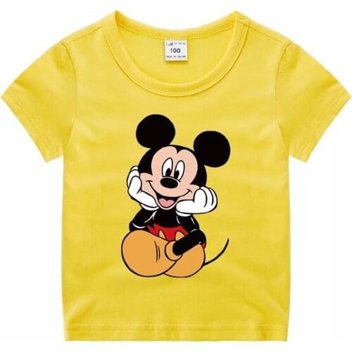 Disney Minnie Mickey T Shirt Summer Cartoon Print Baby Boy Tops Tees Kids Toddler Girl T-Shirt Casual Childrens clothes