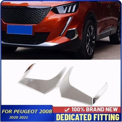Fit For Peugeot 2008 Car Head Foglight Trims Frame ABS Chrome Front Fog Lamp Cover Stickers Auto Parts 2020 2021