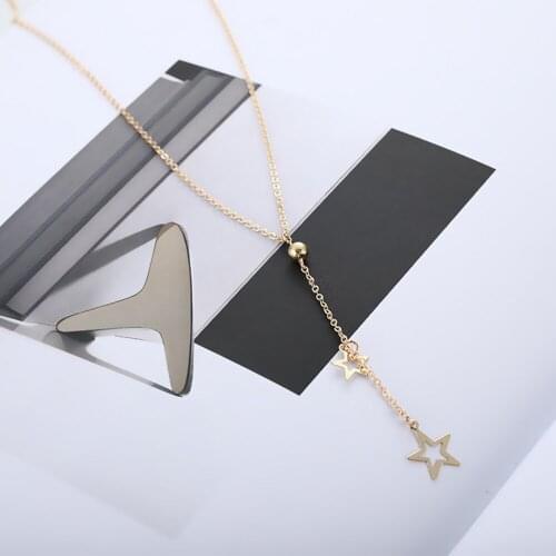 European and American fashion, popular personality five-pointed star pendant necklace, womens necklace