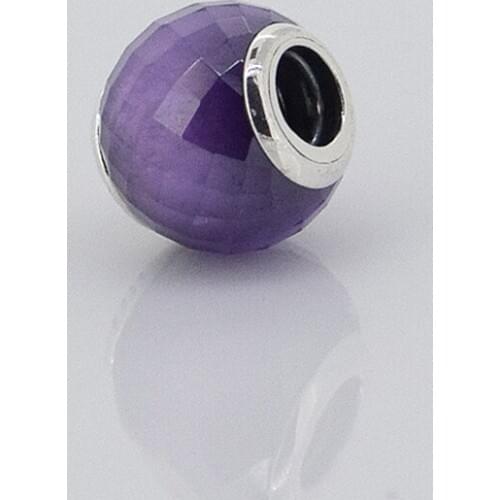Purple Crystal Faceted Charms 925 Sterling Silver Abstract Facets Beads For Jewelry Making Fits Original Charm Bracelets