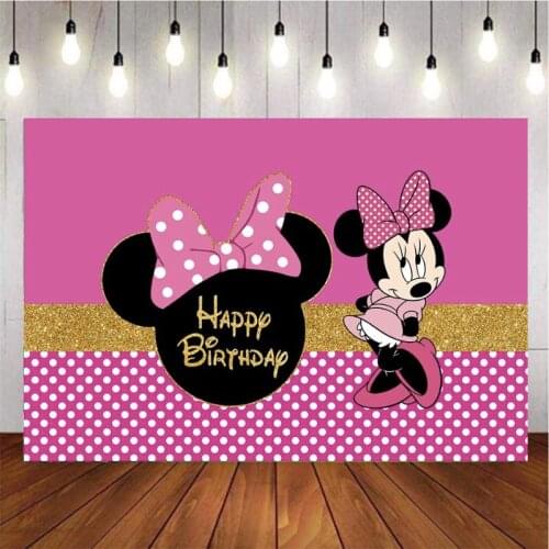 Customize Cartoon Rose Pink Mouse Photography Background Backdrop Kids Birthday Party Decoration Wallpaper Tapestry Photo Studio