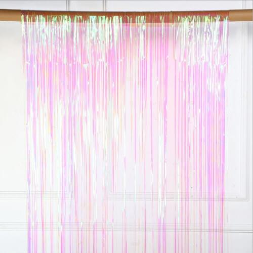1X2M Rainbow Gradient Color Foil Fringe Shiny Rain Curtains Birthday Party Wedding Decoration Photography Background Supplies