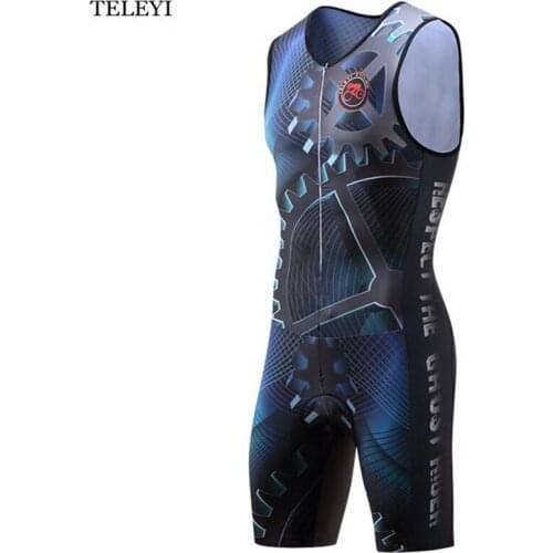 TELEYI Team Summer Outdoor Ciclismo Breathable Men One Piece Compressed Cycling Jersey Professional Triathlon Clothes Sportswear