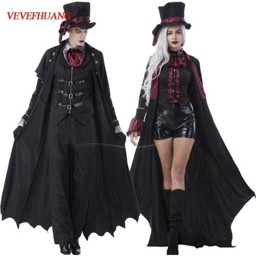 VEVEFHUANG Halloween Cosplay Costumes Scary Vampire Witch Costume for Adult Medieval Victorian Masquerade Black Costume Fancy