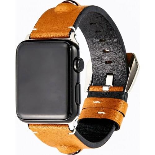 New Design Leather Strap for Apple Watch SE Band Series 6 5 4 3 Brown Gray Bracelet for Iwatch 40mm 44mm 38mm 42mm Wrist Belt