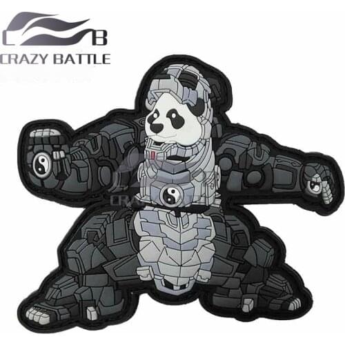 Crazy Battle 13 x 11.3cm Iron Panda Man Robot Hero Patch Protector Personality Decal Creative VAN Car Stickers Fashion for VAN