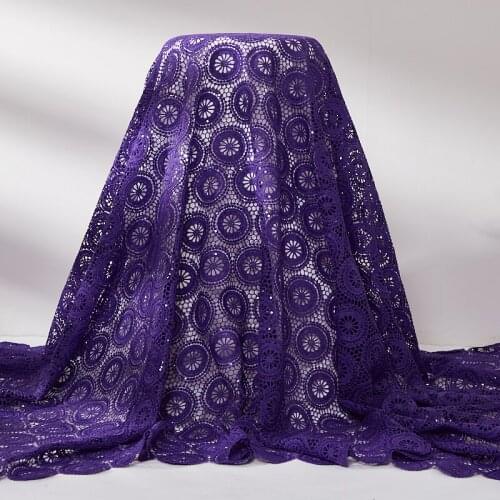 Lace Fabric Purple African Guipure Lace Fabric 2021 Water Soluble Mesh Embroidered Sewing Fabrics Dress For Women Wedding A2524