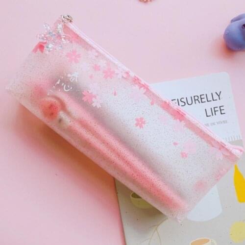 Lightweight Practical Transparent Pencil Bag Portable Pen Bag Transparent Office Supplies