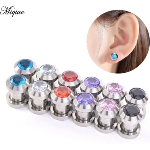 Miqiao 2 Pcs 6-16mm Punk Jewelry Punk Stainless Steel Super Flash Round Outer Teeth Ear Flaring Pinna Hot Sale