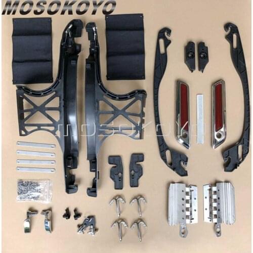 1 Set Motorcycle Saddlebag Latch Lids Hardware Cover One Touch Saddle Bag Latch Kit w/Lock for Harley Touring FLHT 2014-UP
