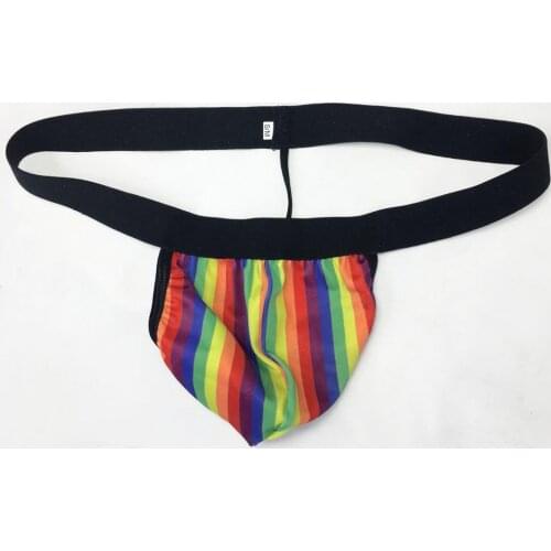 Mens String Pouch Thong G3004 Backless Pouch Stars and Stripes Flag Rainbow Striped prints QianNiaoDao