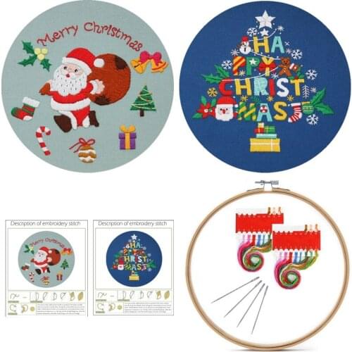 Christmas Embroidery Starter Kits for Beginners Christmas Tree Embroidery Kits Santa Embroidery Patterns English Description