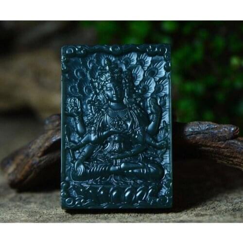 Natural Xinjiang Hetian Jade Green First-class fine material Dumu Guanyin Pendant hp351