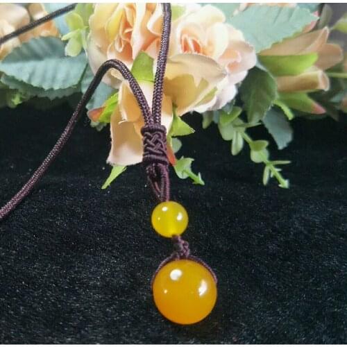Jade Pendant Natural Yellow Agate Lucky bead Pendant Necklace Jewelry Fine Jewelry Lucky safety Pendantd Christmas Gift