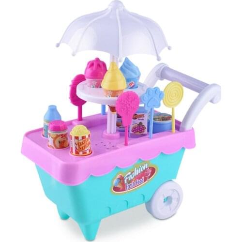 New Kids Pretend Role Play Toys Simulation DIY Candy Ice-Cream Trolley Set Learning Educational Toys for Children Birthday Gifts