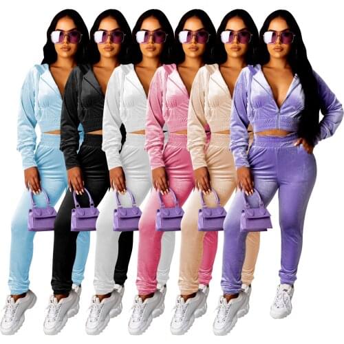 New Fashion Women Sets Two Piece Joggers 2 Piece Set Women Velvet Outfits Two Piece Set Women Clothing