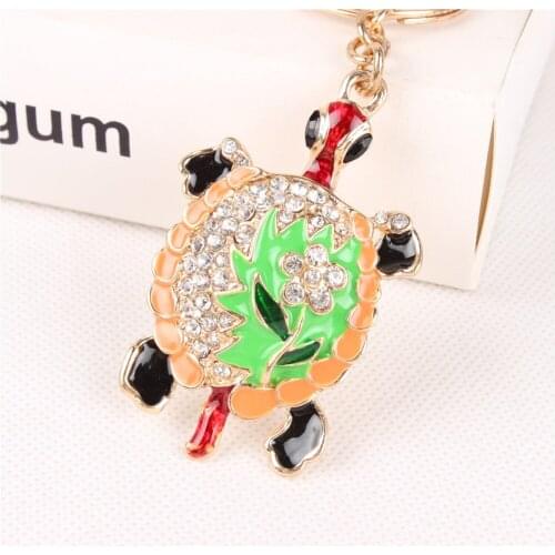 Tortoise Cute New Crystal Charm Purse Handbag Car Key Keyring Keychain Party Wedding Birthday Creative Gift