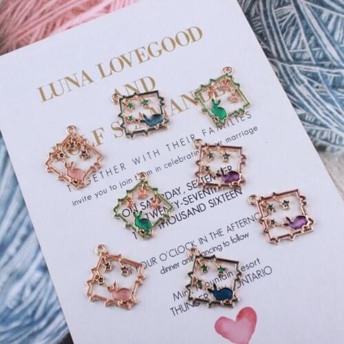 Hollow Star Starry Sky Rabbit Pendant Gold Enamel Korean Charms DIY Accessories For Handmade Women Jewelry Necklace Bracelets