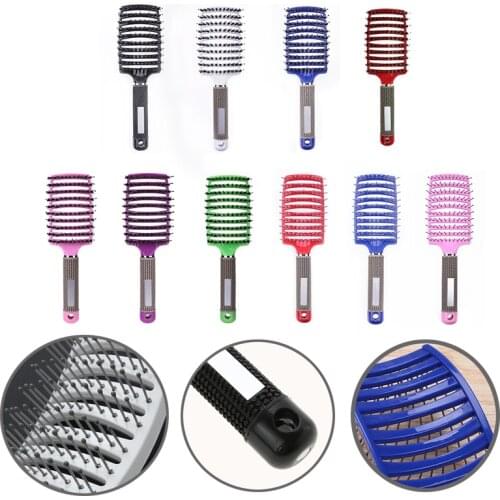 Hair Comb Hairbrush Women Wet Hair Brush Professional Styling Plastic Nylon Big Bent Comb Hairdressing Styling Barber Tools