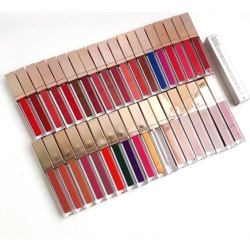 Rose Gold Luxury Square Tube Matte Liquid Lipstick Private Label Easy To Color Long-lasting Moisturizing Transparent Lip Gloss