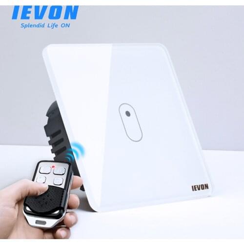 IEVON EU Touch Wall Light Switch, Wireless Remote Control Glass Panel 1 2 Gang Sensor Touch Wall Light Switch