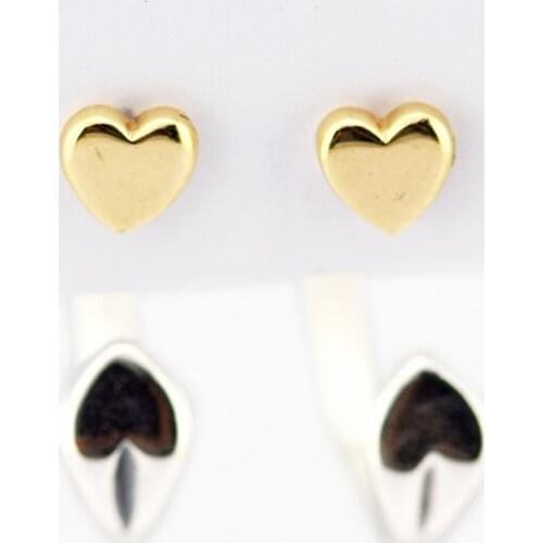 14K Real Gold Earring 925 Sterling Silver Jewelry Two Tone Hearts Hoop Earrings for Women Gift free shipping E111K