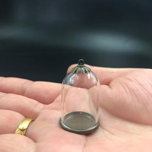 30x20mm Little Prince Rose Glass Dome With Pendant Bronze Base Top Metal Cap Glass Vials Necklace pendant Diy Wedding Home Decor