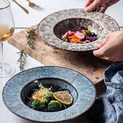 Creative Straw Hat Plate Ceramic Round Deep Plate Soup Plate Japanese Hotel Dinner Plate Dinner Plate Home Pasta Kawaii Bowl