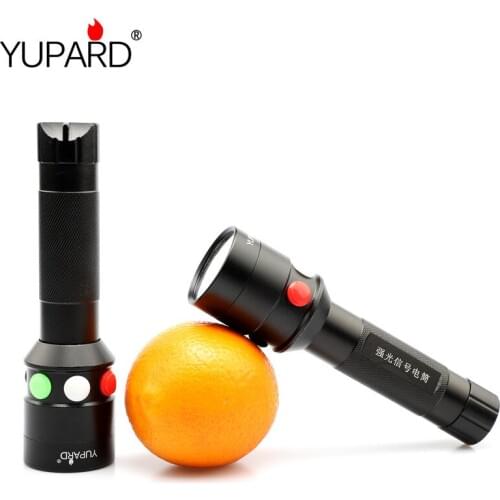 Ultra Bright Q5 LED Red Yellow Green White 7 Mode Flashlight Railway Signal Light camping+18650 rechargeable battery+charger