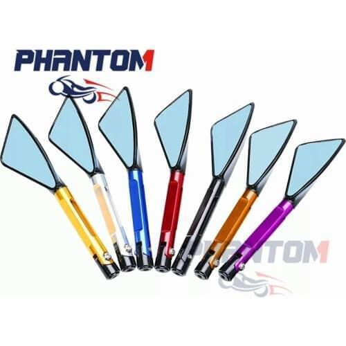 Universal CNC Aluminum Motorcycle Handlebar Rear View Mirrors Blue Anti-glare Mirror for Honda Yamaha Suzuki Scooter ktm