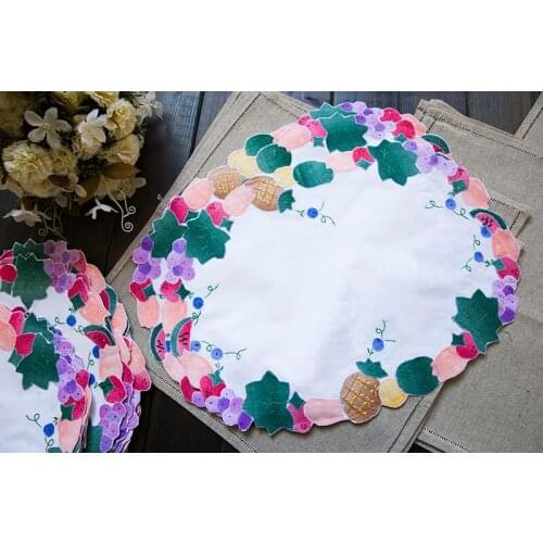 High-end fruit cotton Embroidery table place mat Christmas pad Cloth placemat cup napkin coaster wedding doily kitchen Accessory