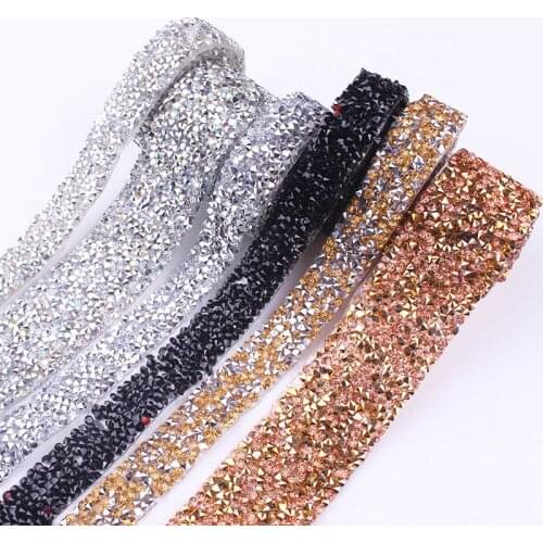 1 Yard Rhinestone Ribbon Acrylic Crystal Rhinestone Trim Wedding Dress Rhinestones For Needlework DIY Rhinestones For Clothes