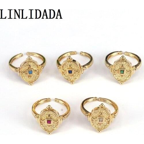 10Pcs High Quality Gold Color Rings for Women Wedding Crystal CZ Geometric Ring Jewelry