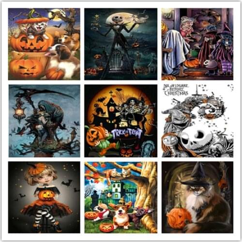2020 New Diy Diamond Painting Cross Stitch Halloweens pumpkin Mosaic Diamond Embroidery Home Decor Halloweens Gift