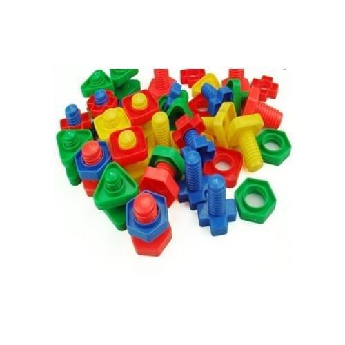 3Pcs Screw building blocks plastic insert blocks nut shape toys for children Educational Toys montessori scale models