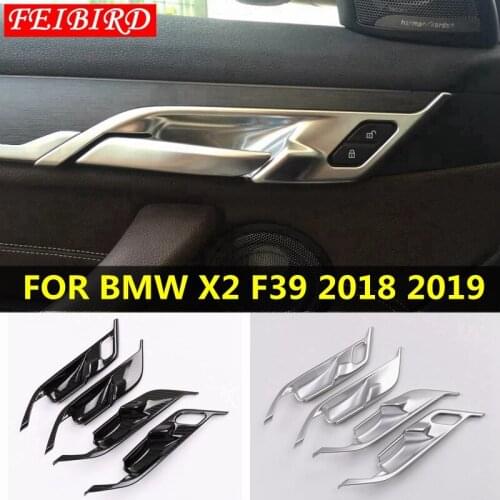 Auto Accessory For BMW X2 F39 2018 2019 ABS Inner Door Pull Doorknob Handle Bowl Cover Trim Matte Carbon Fiber 4PCS