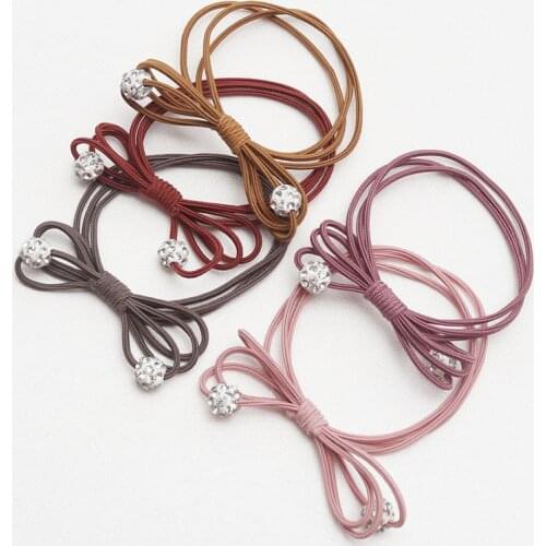 5Piece New Women Elastic Hair Rubber Bands Girls Rhinestone Ponytail Hair Holder/Gum/Tie Hair Accessories Birthday Gift