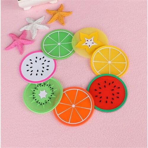 7PCS Non Slip Coasters Heat Insulation Colorful Unique Slice Silicone Drink Cup Mat for Drinks Prevent Furniture and Tabletop