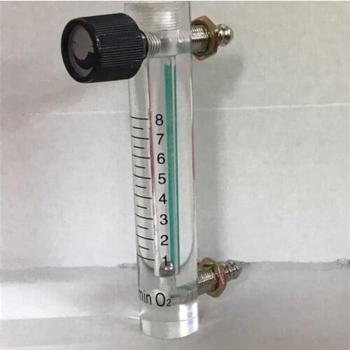 Acrylic Gas Air Oxygen Flow Meter Flowmeter Countor Indicator O2 With Valve brass Connector 0.1Mpa 1-8L/Min height 116mm