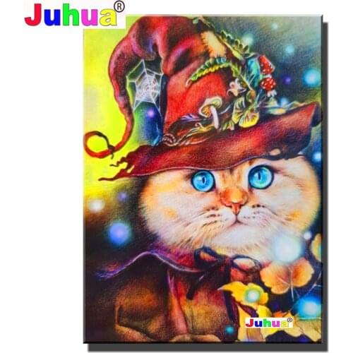 Diamond Painting Hat Cat,Fat kitten Cross Stitch Picture Of Rhinestones Diamond Embroidery Mosaic Handmade Home Decor Gift