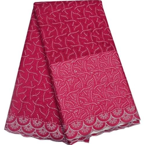 Free shipping (5yards/pc) Simple and elegant design African dry cotton lace fabric in fushia high quality for party dress CLP74