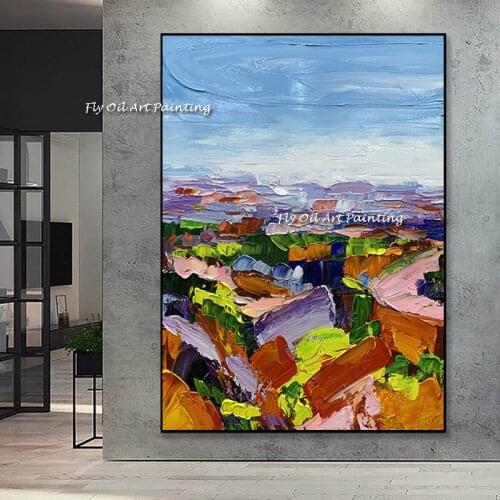 Large wall painting on oil painting vertical handmade abstract art decorative Unframes for living room decoration Thick painting