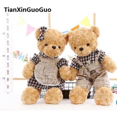 Large 60cm couples teddy bears plush toy lovely dressed bear soft doll one pair bears throw pillow Valentines Day gift b0752