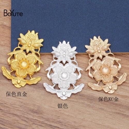 BoYuTe New Arrive (10 Pieces/Lot) 36.5*54MM Flower Metal Alloy Materials Hand Made DIY Retro Court Hair Jewelry Accessories